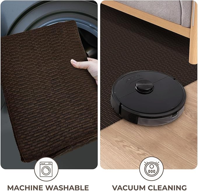 KOZYFLY Washable Runner Rug 3x12 ft Hallway Kitchen Runner Rugs with Rubber Backing Bobo Non Slip Entryway Runner Indoor, Long Carpet Runners for Hall Kitchen Entryway, Dark Coffee/Brown