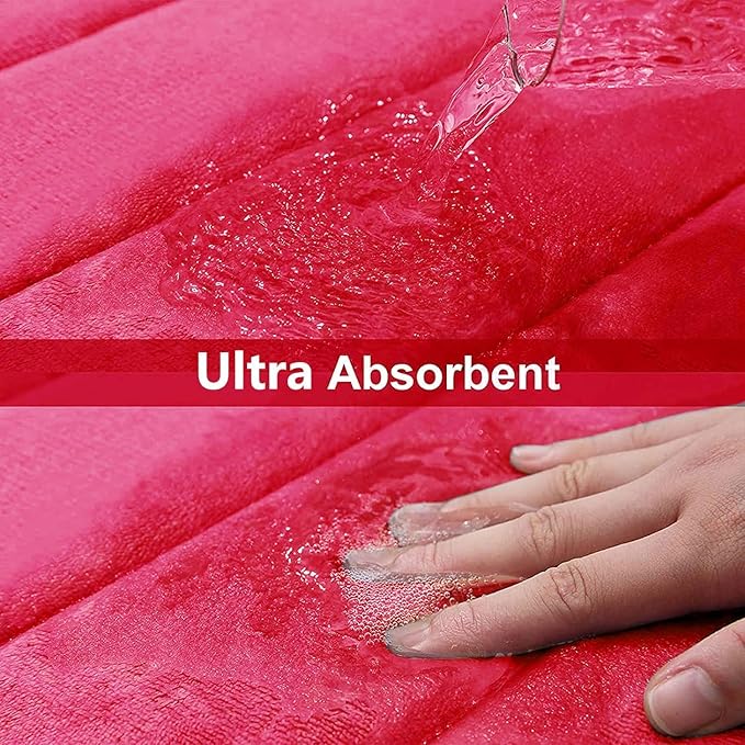 Buganda Memory Foam Bath Mat, 70" x 24", Ultra Soft and Non-Slip Bathroom Rugs, Water Absorbent and Machine Washable Bath Rug Runner for Bathroom, Shower, and Tub, Deep Pink