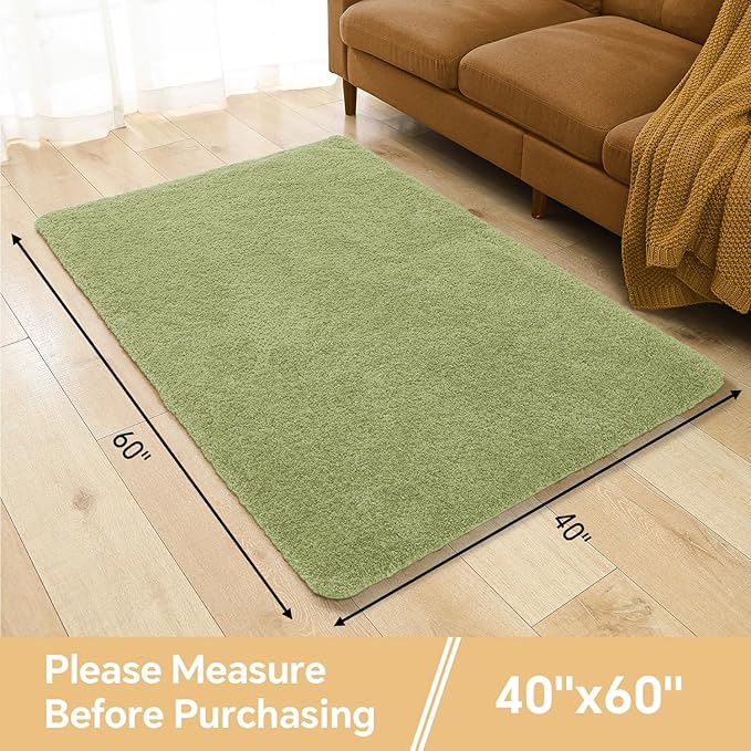 Olive Green Bathroom Rugs 40"x60" – Oversized Plush Non-Slip Microfiber Bath Mat, Absorbent & Washable – Ideal for Large Bathrooms or Living Rooms
