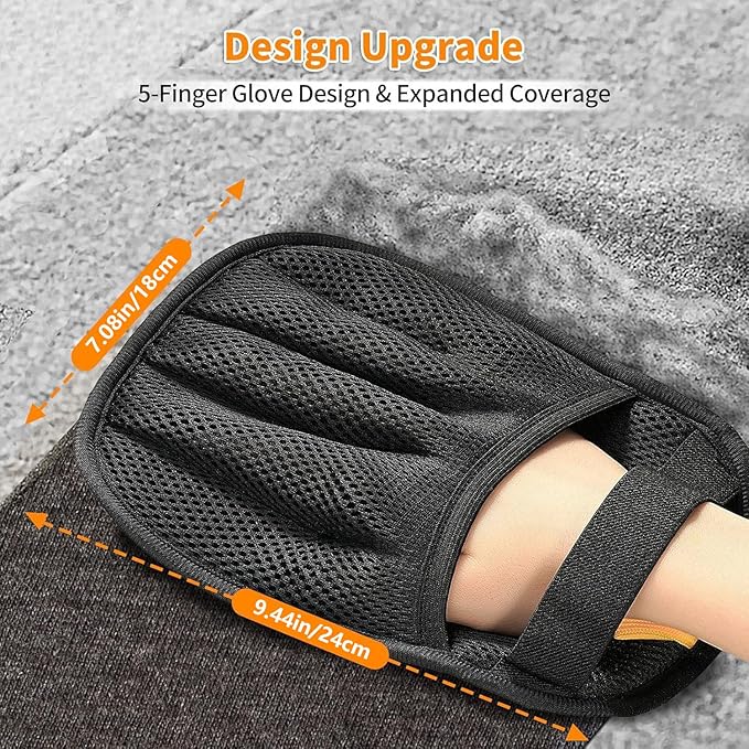 Pawsome Pets Pet Hair Removal Glove for Cats & Dogs, Upgraded Five-Finger Electrostatic Pet Hair Gloves, Reusable Magic Brush Pet Hair Remover Tool for Laundry, Couch, Carpet, Car Seat