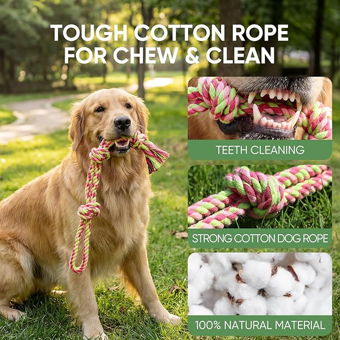 Aitmexcn Dog Rope Toys for Small and Medium Dogs, 10 Pack Puppy Teething Cotton Chew Tug Ropes, Indoor Outdoor Interactive Tug of War Toy Set, Sturdy Knot Toys for Dental Care and Boredom Relief