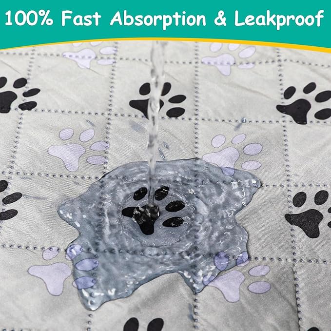 FUWERY Washable Pee Pads for Dogs ,30"X34", Thick Heavy Absorbency Reusable, Prevent Leakage, Non-Slip Pee Pads for Puppy Playpen,Potty Training, Grey, 2 Packs
