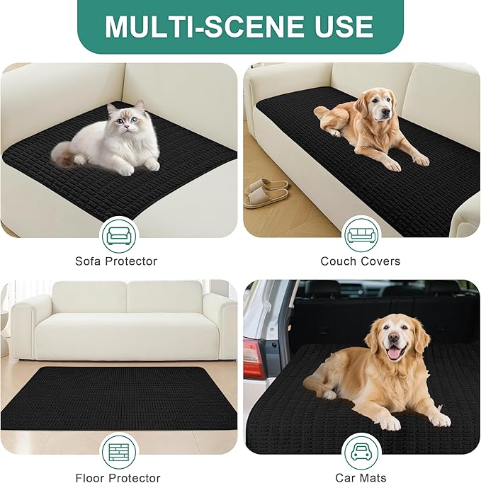 Foxdecor Couch Cover Sofa Covers Washable, Dog Bed Cover Couch Covers for 3 Cushion Couch Sofa Pet Friendly, Dog Couch Cover Furniture Covers for Pets.(Black 32x82 inch)