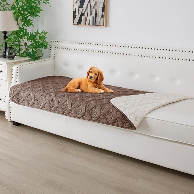 Waterproof Dog Blanket, 30x70 inches Small Pet Couch Covers for Sofa, Chair Bed Furniture Protector from Dogs Washable and Reversible-Chocolate+Cream
