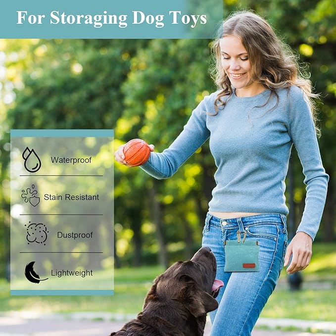 2Pcs Dog Treat Pouches for Pet Training, Hand Free Puppy Dogs Treat Bag with Carabiner, Portable Auto Closing Pet Dog Walking Bag for Travel or Outdoor Use, Pets Feed Snack Reward Pocket- Green