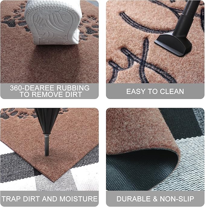 Welcome Mats for Front Door Hope You Like Dog Hair Doormat, Natural Rubber Non Slip Back Mat Indoor Funny Dog Mats for Home Decor Entryway Brown 36" x 24"