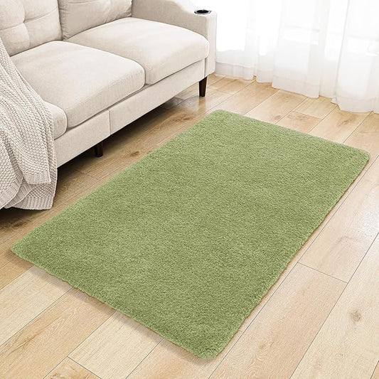 Olive Green Bathroom Rugs 36"x60" - Extra Large Microfiber Bath Mat, Non Slip Absorbent and Washable Bathroom Rug, Plush Fluffy Floor Mat - Ideal for Spacious Bathrooms or Bedrooms
