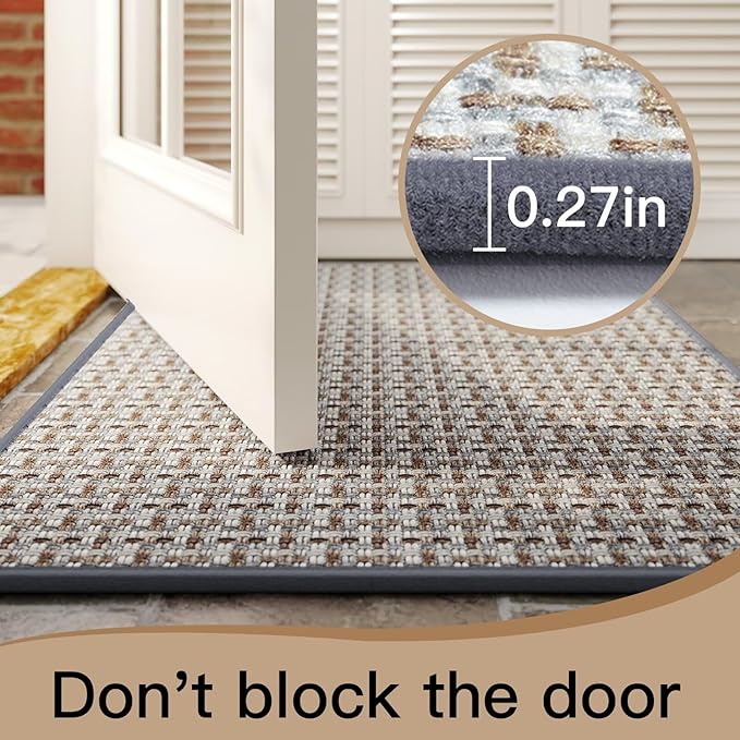 YDKGL Door Mat 31"x47", Dirt Resistant and Absorbent, Non-Slip Rubber Backing Floor Mats, Easy Clean Low-Profile Doormat for Entryway, Front Door, Inside Entrance, Gray