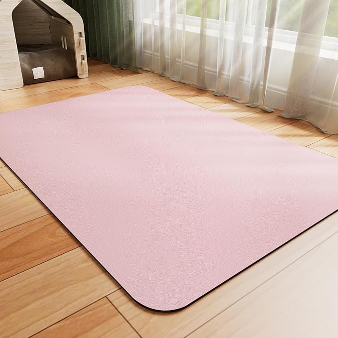 Dog Food Mat - Absorbent Cat Mat for Food and Water, No Stains Pet Feeding Bowl Mat, Easy to Clean Pet Placemats, Quick Dry Dog Water Dispenser Mat for Messy Drinkers | Pink 12"x 19"