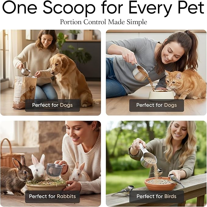 Color Up ½ Cup Pet Food Scoop – Stainless Steel Dog Food Scoop Cup (8 Tbsp) – Rust-Resistant, Heavy-Duty Measuring Scoop for Dogs, Cats, Birds & Rabbits – Perfect for Dry Food & Treats