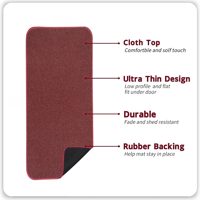 Bath Mat,Ultra Thin Bathroom Runner Rugs,Large Bath Mats for Bathroom,Quick Dry,Non-Slip,Machine Washable,Low Pile,Bath Rug,Shower Outside,Sink,Home Decor Accessories.Red,（17x59inch）