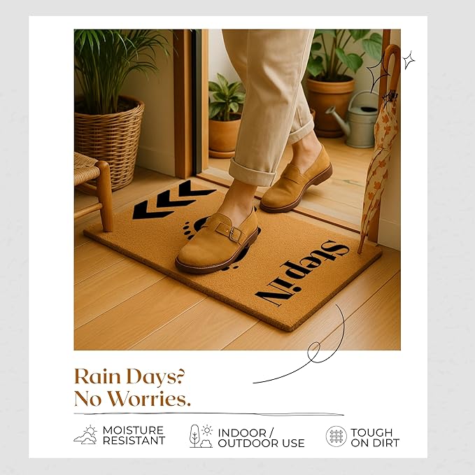 COCONIQ Coir Door Mats 17" X 30", Non-Slip Sturdy, PVC Backed Heavy Duty, Easy to Clean, Ideal for Door Entrance, Patio, Porch, Backyard, Garages, Step-in Footprints