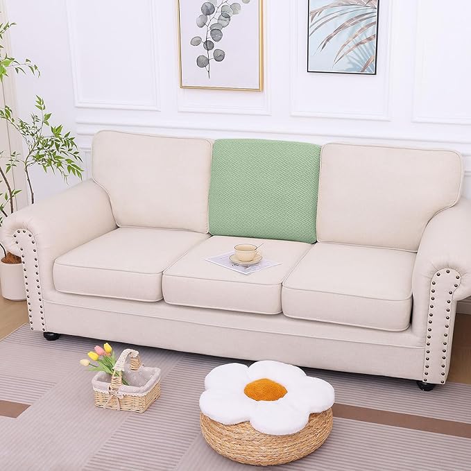 hyha Waterproof Couch Cushion Covers, Wear Resistant Couch Cover, Anti Slip Sofa Slipcovers Washable, Soft Thick Jacquard Furniture Protector for Pets Dog (1 Piece for Backrest L, Green)