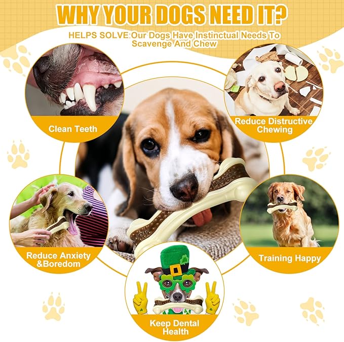 Sosation 6 Pcs Dog Toys for Aggressive Chewers Christmas Nylon Beef Flavor Bones Tough Puppy Teething Toys Puppy Chew Bones for Large Medium Small Breed Dogs Puppies(Large)