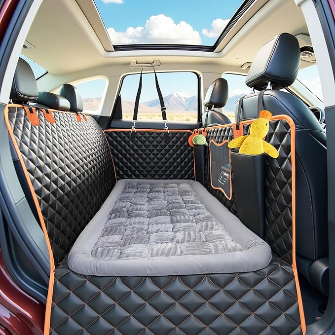 Backseat Pet Bed Mat, Fit for Backseat Extenders,Plaid Dog Bed for Car Back Seat,Non-Slip Travel Pet Pad for Car, SUV, Truck, Couch Cover, Washable Backseat Cushion(Gray,24.8" x 54")