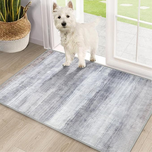 COMSLE Door Mat, Front Door Mat Indoor for Entrance Faux Wool Absorbent Non Slip Modern Throw Rug for Entryway Hallway Muddy Paws - Pet Friendly, 24x36 Inches,Brown Machine Washable