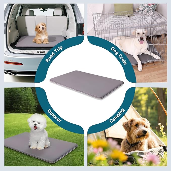 Dog Crate Pad Mat, Waterproof Kennel Cage Mat, Cooling Pet Bed for Small Medium Dogs, Outdoor Pet Bed with High Resilience Foam,Wipe Clean & Easy Rinse, Anti Slip 30 inch Graphite Grey