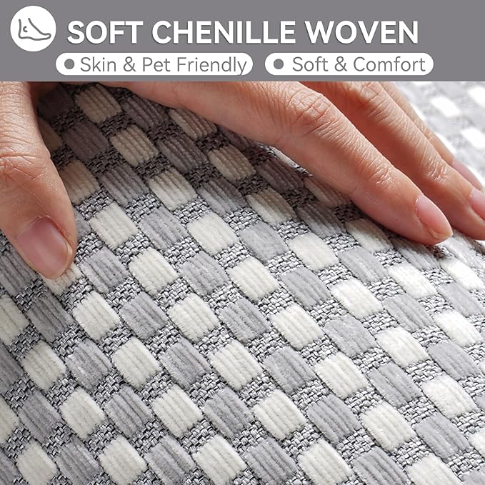 Non Slip Bath Mat Bathroom Rugs, Soft Braided Ultra Thin Bath Mats, Super Absorbent Quick Dry Bath Rug Shower Mat, Rubber Backing, Fit Under Door Bathroom Floor, Machine Washable, Gray 16" x 24"