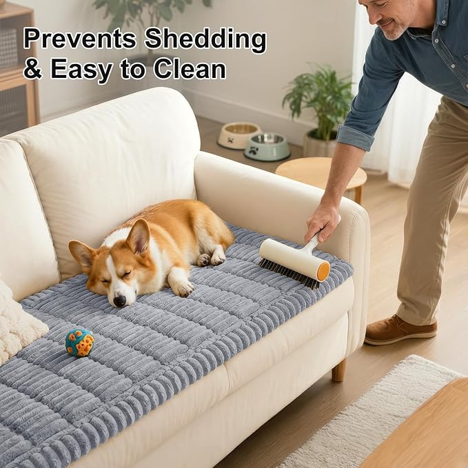 Smiry Couch Cover for Dogs, Non Slip Washable Sofa Protector for Pets, Soft Furniture Cover for Pet, Stylish Sofa Covers, Cozy Protect Against Fur, Dirt & Everyday Messes (Grey, 43" x 63")