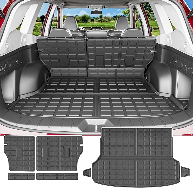 powoq Cargo Mat Compatible with 2019-2024 Subaru Forester Trunk Mat Cargo Liner Back Seat Protector TPE Replacement for 2019-2021 2022 2023 2024 Subaru Forester Accessories (Trunk Mat+Backrest Mats)