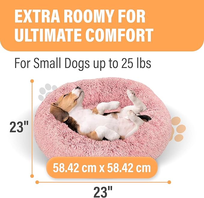Active Pets Small Dog Bed, Calming Orthopedic Pet Bedding for Anxiety Relief, Joint Support & Comfort, Washable Dog Furniture, SM 25lbs, Pink