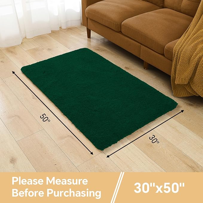 Verdant Green Bathroom Rugs 30"x50" - Large Bath Mat for Bathroom Floor, Fluffy Microfiber Plush Rug, Non Slip and Washable - Great for Living Room, Bedroom or Kitchen Mat