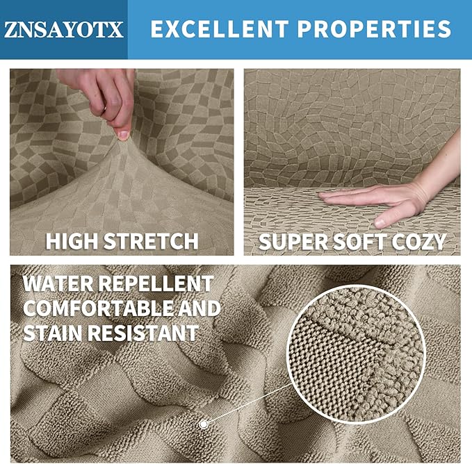 ZNSAYOTX Fashion Futon Cover (67"-82") Stretch Fit Armless Sofa Bed Slipcover, Universal Foldable Sofa Mattress Protector Full Queen Size, Irregular Plaid Texture Jacquard Futon Protector (Khaki)