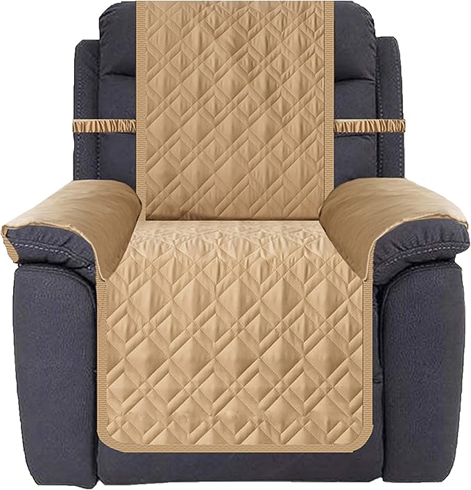 Ameritex Waterproof Nonslip Recliner Cover Stay in Place, Dog Chair Cover Furniture Protector, Ideal Recliner Slipcovers for Pets and Kids (Sand, 23")