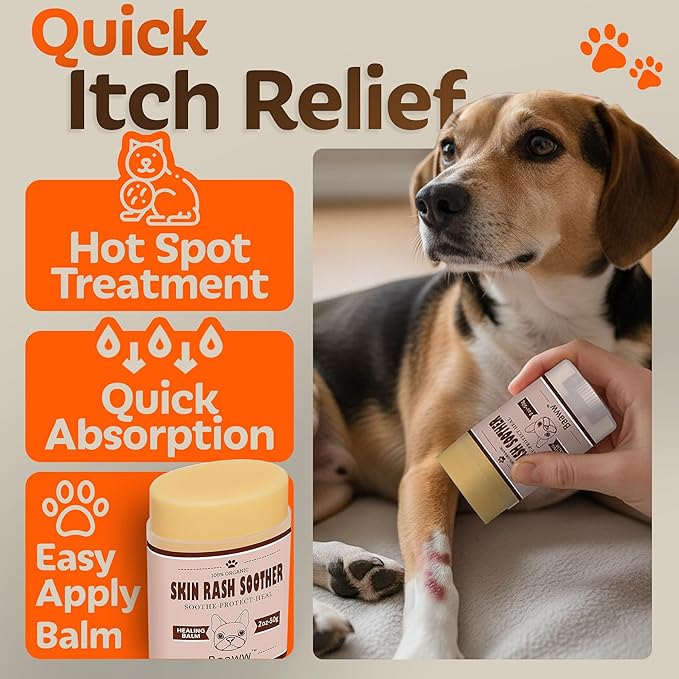 Dog Irritated Skin Relief - Hot Spot Soother Skin Treatment Moisturizer, Anti-Itch & Allergy Dog Lotion, All-Natural Rash Cream for Canines - Soothing Relief for Dry & Itchy Coat - Balm 2 oz