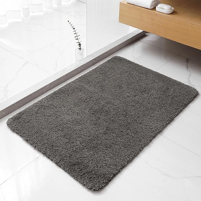 Taupe Bathroom Rugs 24"x36" - Fluffy Microfiber Bath Mat, Non Slip and Absorbent Bathroom Floor Mat, Machine Washable Plush Rug - Ideal for Tub, Cabinet or Washroom