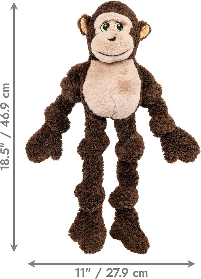 KONG Floppy Knots - Durable No‑Stuffing Squeaky Rope & Plush Dog Toy - for Teething, Playing - Monkey - for Large/X-Large Dogs
