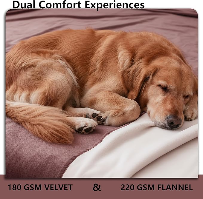 Tuffeel Waterproof Blanket for Bed King Size, Leak Proof Dog Couch Blankets Reversible, Pet Throw Sofa Furniture Protector Machine Washable-82 x108,Burgundy Red+Cream
