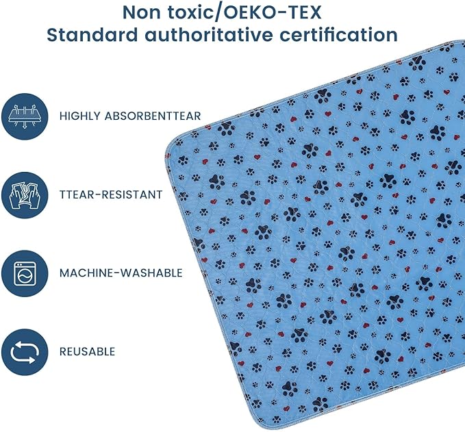 Washable Pee Pads for Dogs,2 Pack Extra Large 36"x54" Super Absorbent Reusable Puppy Pads,Non-Slip 100% Waterproof Dog Pee Pads,Pet Training Pads for Couch, Crate,Potty Training,Floor
