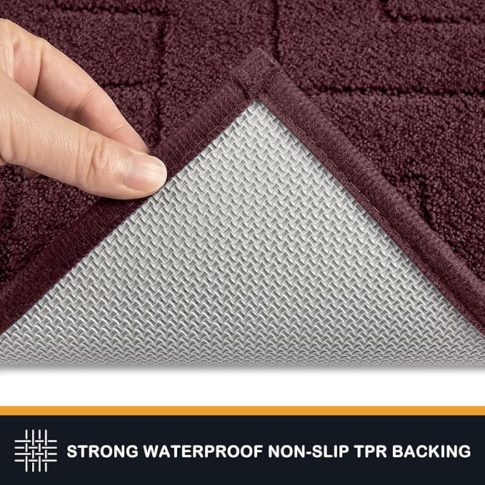 PURRUGS Dirt Trapping Door Mat 34" x 59", Non-Slip Machine Washable Entry Rug, Dog Doormat, Indoor Front Door Mat, Super Absorbent Entryway Rug for Muddy Shoes & Paws, Burgundy Red