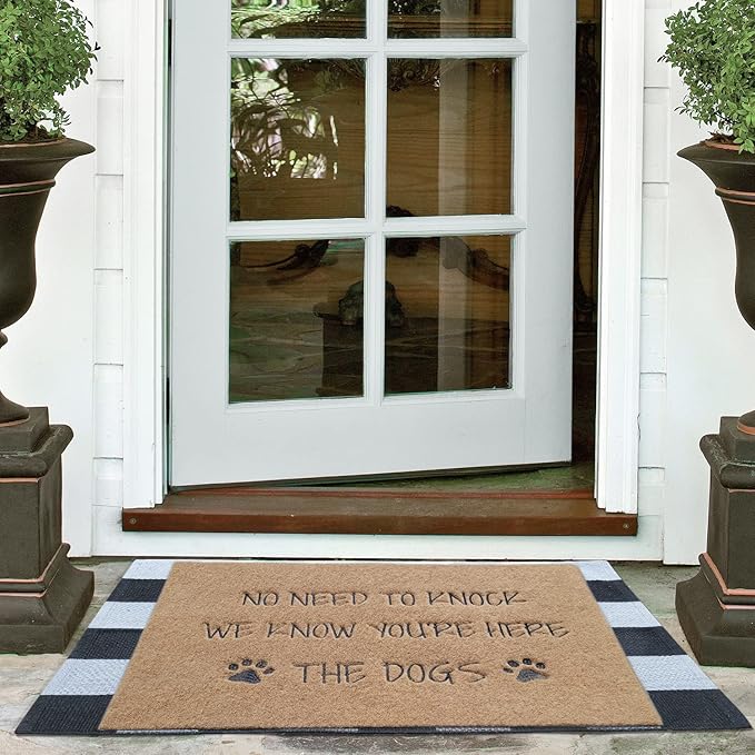 Large Welcome Mat for Front Door - Rubber Non-Slip Backing Funny Dog Doormat Indoor Outdoor for Entryway Porch 24x36