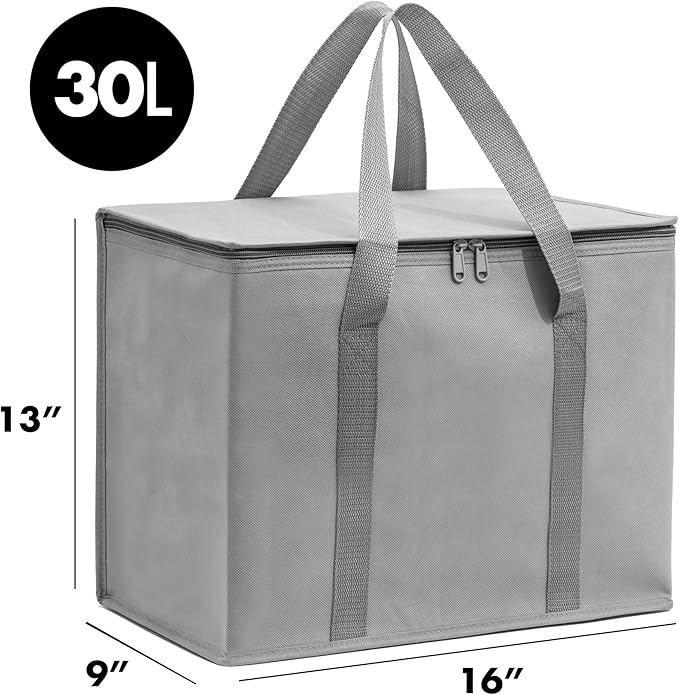 Carrywell Insulated Reusable Grocery Bags 2-Pack, Catering and Delivery Bag For Hot and Cold Food, Collapsible Thermal Tote For Doordash, Not-Made In China