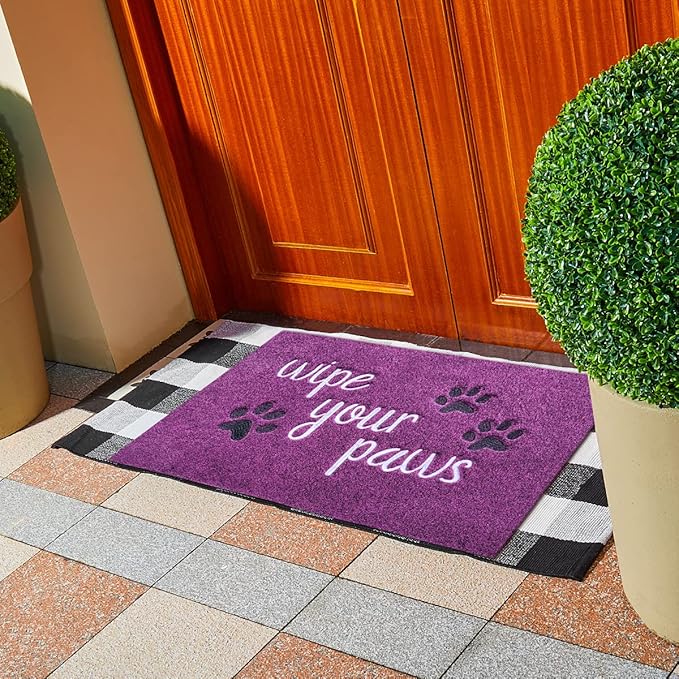 Large Welcome Mat for Front Door Home Entrance Funny Doormat Wipe Your Paws Mats Outside Door Mats for Indoor Outdoor with Non Slip Rubber Mat Dog, 24X36''