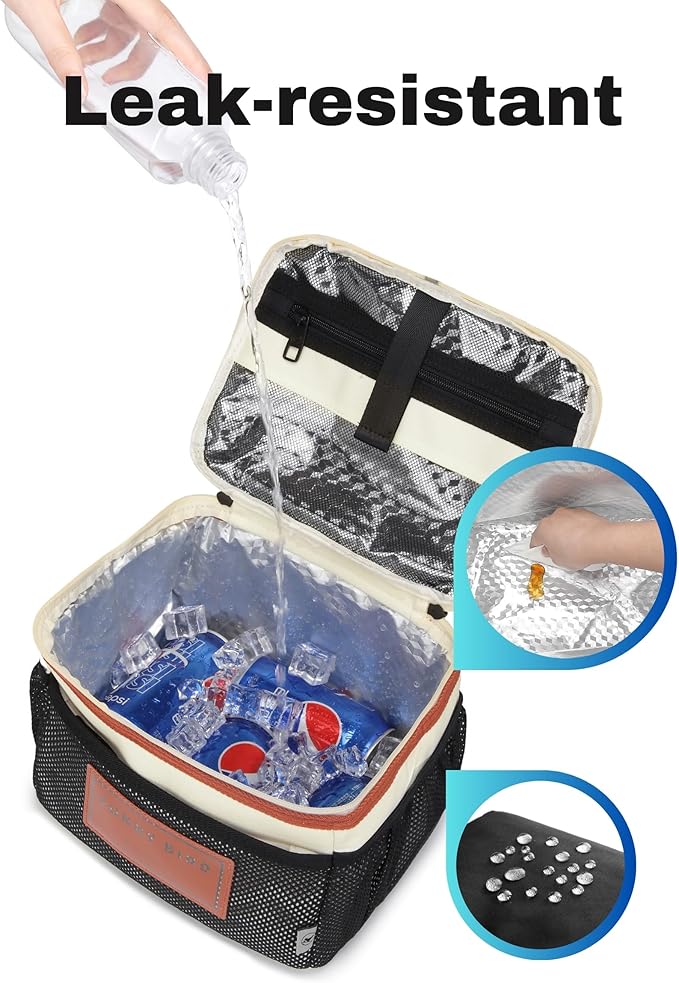 SUNNY BIRD Insulated Lunch Bag with Foldable and Leakproof Design, Thermally Insulated, Shoulder Strap for Women, Men and Teen (White 002)
