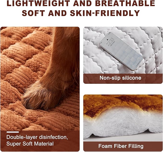 Couch Cover for Dogs Washable,Anti-Slip Back Cat Mat Pet Pad Blanket for Furniture Protector,Fuzzy Pet Sofa Cover for 3 Cushion Couch Sofa Pets Friendly (Curry, 1pc/36"x80.1"/Seat Cover)