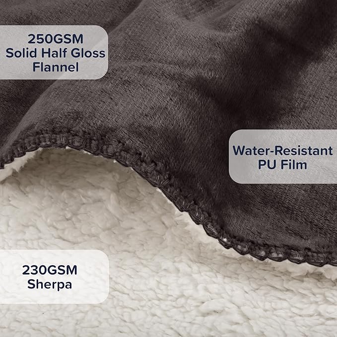 PETMAKER Dog Blanket - 80x100in Reversible Sherpa Blanket - Throw Blankets for Bed, Couch, or Car - Machine Washable Puppy Essentials (Charcoal)