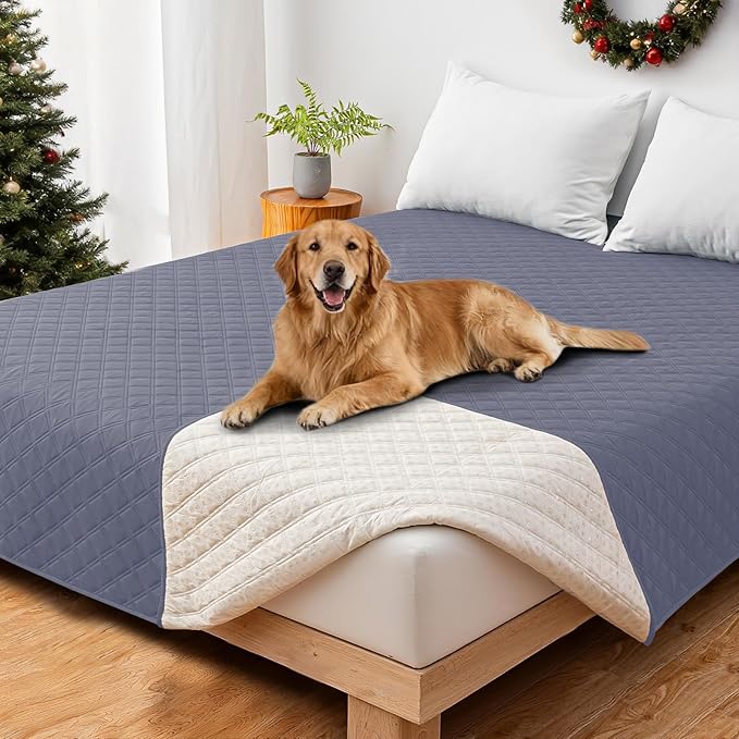 CYCMACO Waterproof Dog Bed Cover, Non-Slip Dog Blanket for Couch, Couch Covers for Dogs Washable, Pet Blanket for Furniture, Pet Bed Mat for Sofa, Car, Pet Supplies (82x102 Inch, Grey Blue)