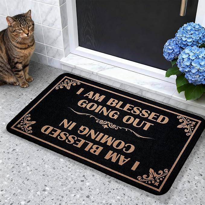 CHACHAHAER Funny Welcome Door Mat - Blessed Coming & Going Bless Doormat 30"(W) X 17"(L) Suitable for Entrance Interior Doormats