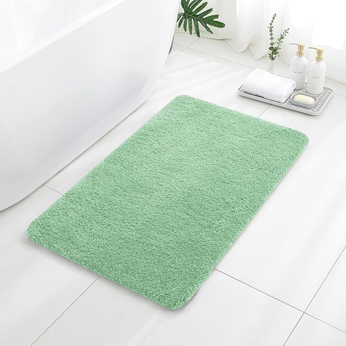 Light Green Bathroom Rugs 24"x40" – Large Plush Microfiber Bath Mat, Soft Non Slip Floor Mat, Absorbent and Washable Rug – Perfect for Bathroom or Bedroom Use