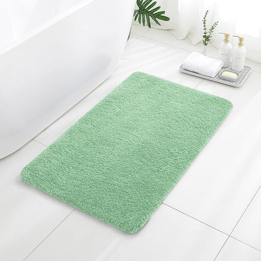 Light Green Bathroom Rugs 24"x40" – Large Plush Microfiber Bath Mat, Soft Non Slip Floor Mat, Absorbent and Washable Rug – Perfect for Bathroom or Bedroom Use