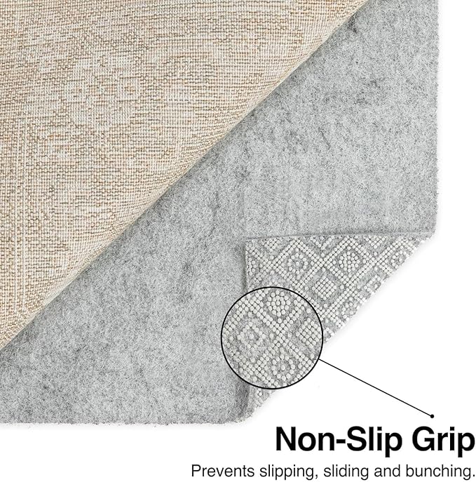 WELL WOVEN Premium 1/4" Thick Felt Rug Pad 2x8 - Non Slip Rubber Backing for Hard Floors & Carpet - Easy Cut to Size for Custom Fit - Superior Cushioning & Floor Protection Shield
