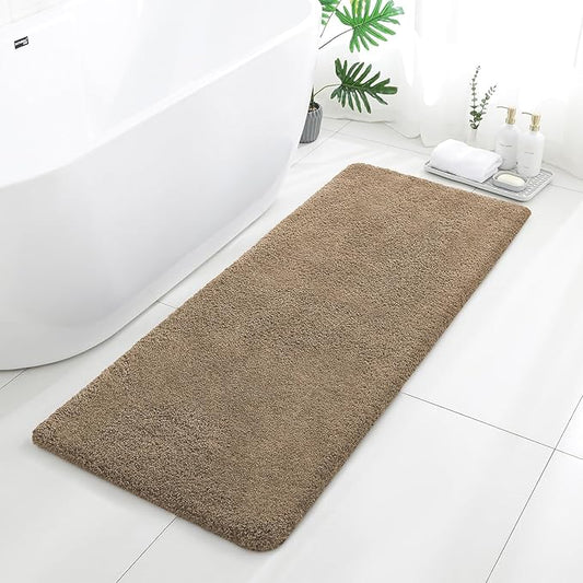 Light Brown Bathroom Rugs Runner 24"x60" - Long Large Bath Mat, Soft Non Slip Absorbent Microfiber Bathroom Rug, Washable Plush Floor Mat - Perfect for Bedside, Kitchen or Vanity Area
