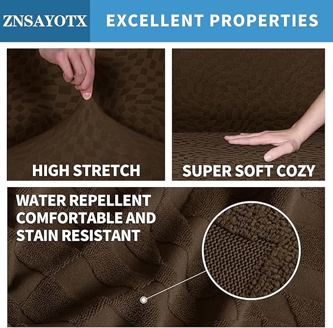 ZNSAYOTX Fashion Futon Cover (67"-82") Stretch Fit Armless Sofa Bed Slipcover, Universal Foldable Sofa Mattress Protector Full Queen Size, Irregular Plaid Texture Jacquard Futon Protector (Coffee)