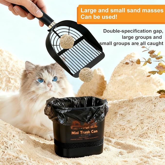 DUSTNIX Universal Metal Cat Litter Scoop Holder – Heavy-Duty Scooper Storage Caddy, Scoop Stand for Kitty Litter Box, Fits Most Cat Litter Scoops Desktop Small Trash Can