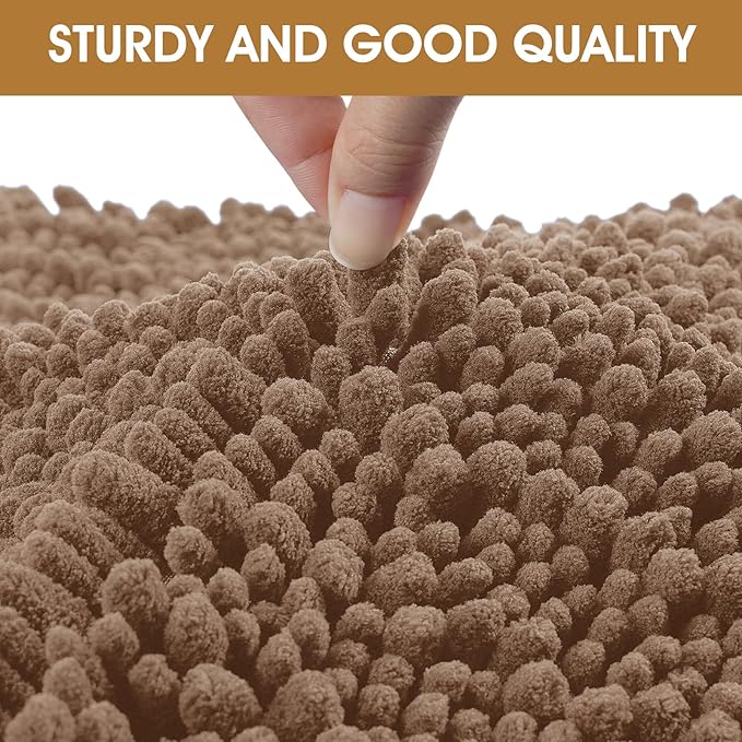 2 Pieces Muddy Door Mats for Dogs, 36" X 24" Chenille Absorbent Doormat, Trap Dirt Non Slip Heavy Indoor Doormat Soft Dog Bed Mat Front Inside Door Mat for Indoor Outdoor Entrance,Camel