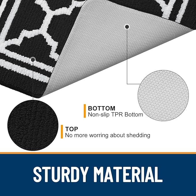 Buganda Long Indoor Door Mat, Dirt-Resistant and Absorbent Doormat, Anti-Slip, Low Profile Floor Mats for Inside Entryway, Front, and Back Door Entrance (59x20 Inches, Black)
